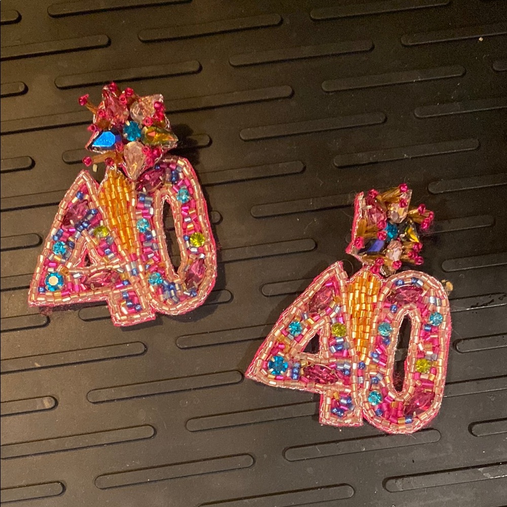 Beaded 40th Birthday Earrings